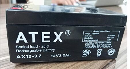 ATEX AX12-3.2 12 Volt 3.2 Amper Kuru Akü 13.4 x 70 x 60 mm