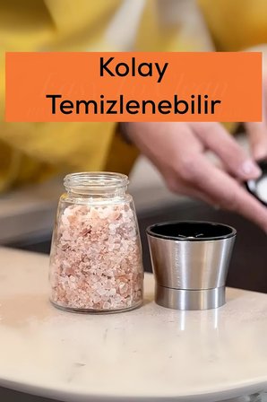 2li Set Metal Krom Kapaklı Cam Tuz Karabiber Değirmeni Gümüş MIT1244