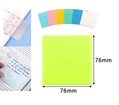 Şeffaf posit yapışkanlı not kağıdı pos it - Sarı