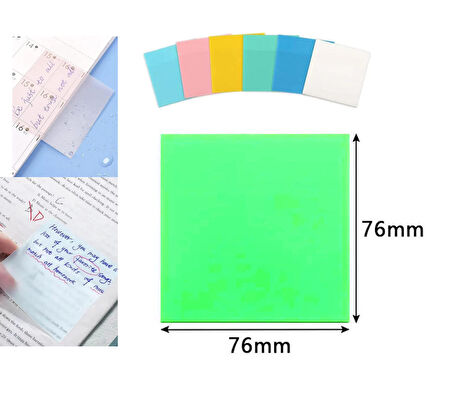 Şeffaf posit yapışkanlı not kağıdı pos it - Yeşil