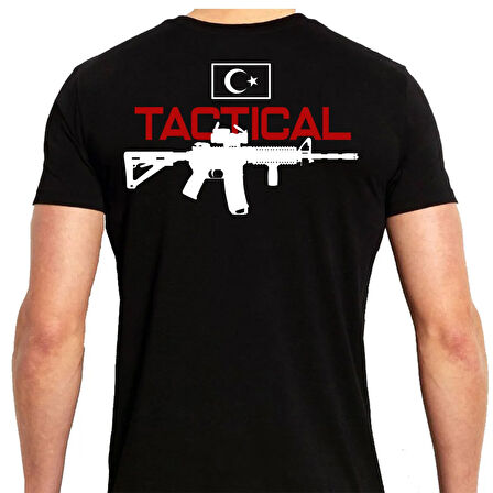 Alfa Tactical Silah Baskılı Tişört Siyah