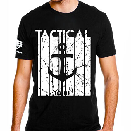 Alfa Tactical Çapa Baskılı Tişört Siyah