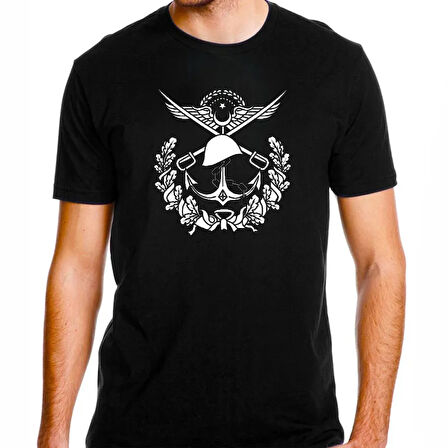 Alfa TSK Logolu Büyük Ön Baskılı Tişört Siyah