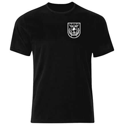 Alfa TSK Küçük Logo Sırtta Bayrak Siyah Baskılı Tişört