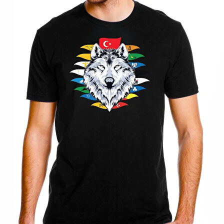 Alfa Kurt Türk Devlet Bayrakları Baskılı Tişört