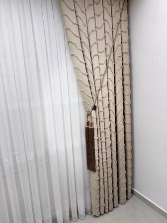 NİVEMESHOME  MİLA  BEJ  1/3 PİLELİ FON PERDE