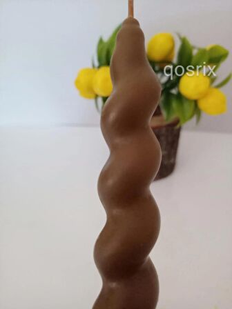 4'lü Kahverengi İtalyan Burgulu Şamdan Mumu Doğal Kokulu Uzun Çubuk Konik Burgu Spiral Mum Dekoratif