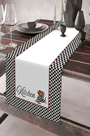 Keten Görünümlü Kıtchen Desenli Runner 40x140