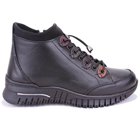 Dagoster DZA07-122042651 Siyah Günlük Düz Taban Deri Kadın Bot