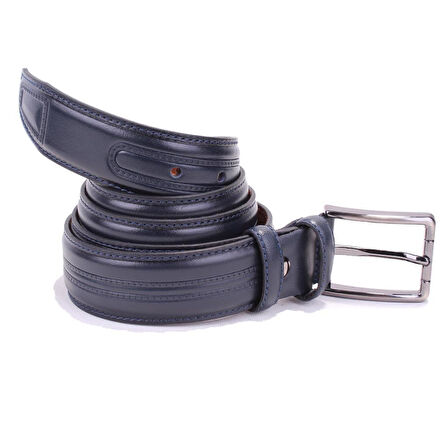 Dagoster DMK26-305DG Lacivert 3,5 cm Hakiki Deri Erkek Kemer