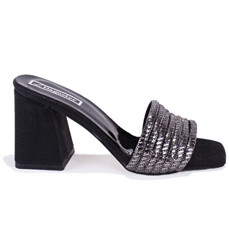 Dagoster DZA07-1284108 Siyah Topuklu Abiye Kadın Terlik