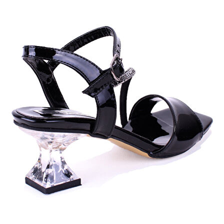 Dagoster DZA07-1284051 Siyah Ayna İnce Topuklu Abiye Kadın Ayakkabı