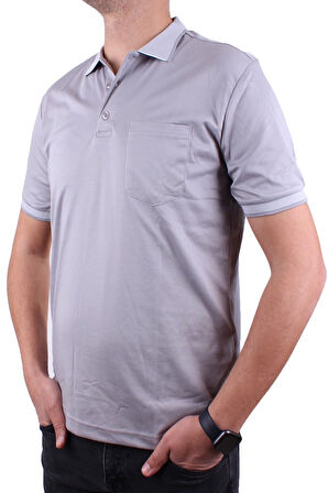 Twister 2304 Gri Günlük Kısa Kol Normal Kesim Pamuklu Polo Yaka Erkek Tişört