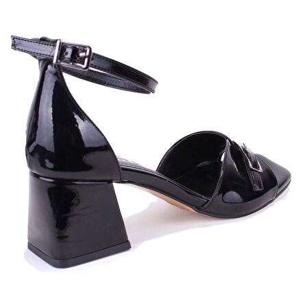 Dagoster DZA07-928225 Siyah Rugan Klasik Topuklu Kadın Ayakkabı