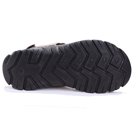 Dagoster DMA77-051 Bej Ortopedik Günlük Erkek Deri Sandalet