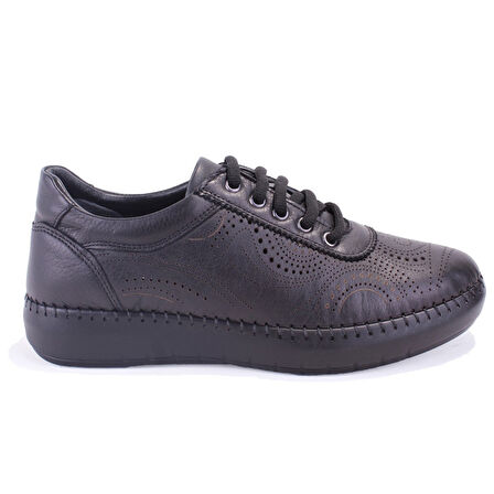 Dagoster DZA07-1236030 Siyah Ortopedik Günlük Deri Kadın Ayakkabı