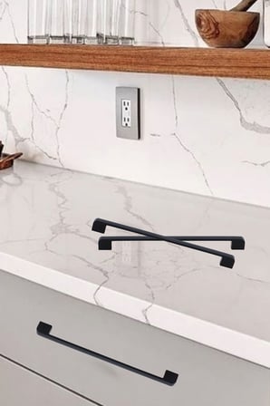 10 Adet Radius Siyah Metal Mobilya Kulpu 256 mm 25,6 cm Uyumlu Modern Mutfak Dolabı Çekmece Kulbu