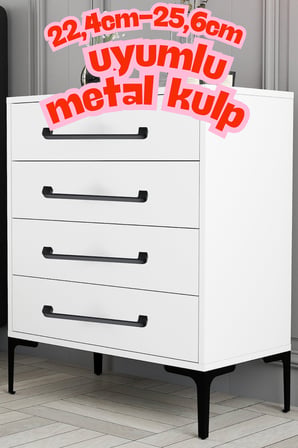Radius Siyah Metal Mobilya Kulpu 256 mm 25,6 cm Uyumlu Modern Mutfak Dolabı Çekmece Kulbu 22,4 25,6