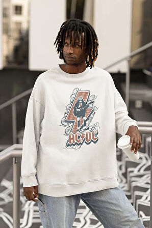Rock Metal Müzik Grubu Baskılı Unisex Oversize AC DC Sweatshirt