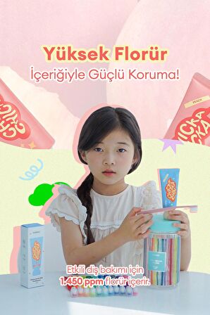 Renkli, Çürüklere Karşı Etkili Çocuk Diş Macunu KUNDAL Chicka Smile Kids Toothpaste (Peach)