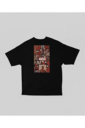 Marvel Spider-Man Baskılı Unisex Tişört, Oversize Örümcek Adam Tişört