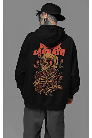Müzik Grubu Black Sabbath Baskılı Unisex Oversize Rock Metal Hoodie