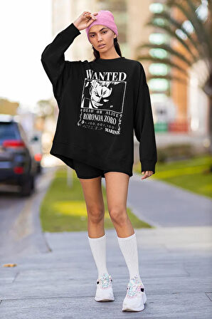 Wanted Roronoa Zoro Baskılı Unisex Oversize Anime Sweatshirt