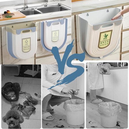 Kyrotech Katlanabilir Körüklü Mutfak Dolap İçi Çöp Kovası – 20kg Taşıma Kapasiteli, Kompakt ve Dayanıklı Atık Kutusu, Kolay Montajlı Plastik Çöp Kovası, Pratik ve Hijyenik Kullanım, 13x22x25 cm