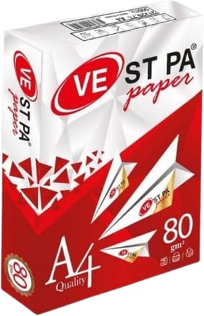 Vestpa Beyaz A4 Fotokopi Kağıdı, 80 Gram, 500 Yaprak, Lazer ve Inkjet Yazıcı Uyumlu