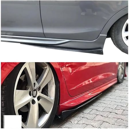 Renault Clio 4 2012-2019 Yan Marşpiyel Altı Lip Kulaklı Kısa 86 Cm Piona Black Parlak Siyah 2li Set