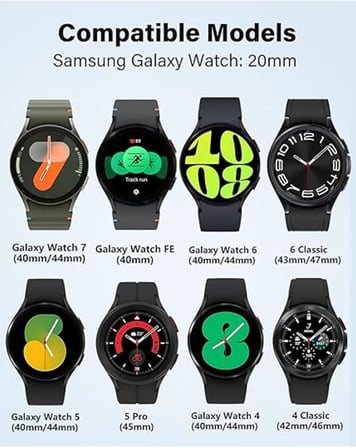 Covpor Wave Soft Silikon Spor Kordon Samsung Galaxy Watch 7 6 5 4 FE 40 44 mm Classic 42 43 46 47 mm ile uyumlu -Siyah