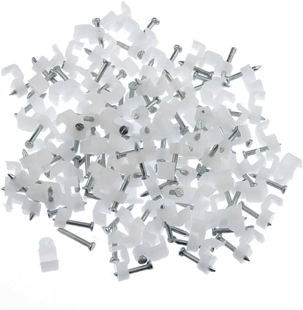Beton Çivili Kablo Tutucu Kroşe No: 3 – 8 mm Uyumlu – 20 Adet Plastik Kablo Sabitleyici