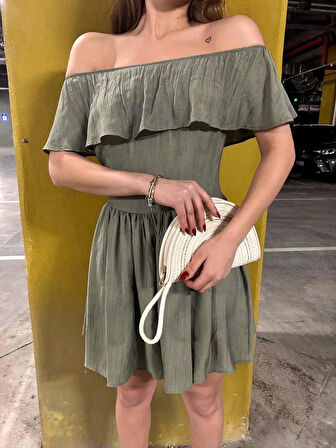 KAYIK YAKA MİNİ YAZLIK ELBİSE