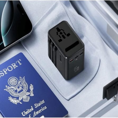 Universal Seyahat Adaptörü, 25W GaN Hızlı Şarj, 2x USB-C + 1x USB-A, Universal Travel Adapter, Priz Dönüştürücü, 200+ Ülke Uyumlu, Çoklu Cihaz Şarj, Kompakt Tasarım
