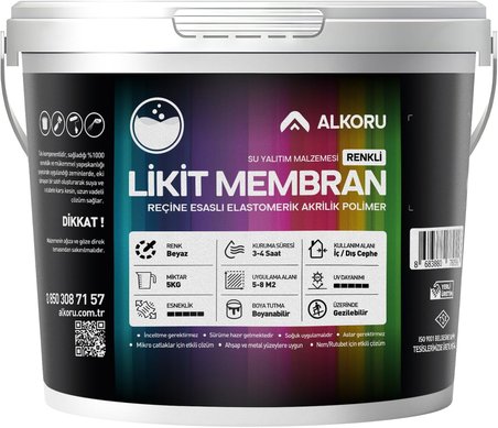 5 KG Likit Membran Renkli Reçine Esaslı Sıvı Su Yalıtım Malzemesi (Gri)