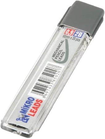 Kalem Ucu 2B 0,9 mm 6 Adet Mekanik Uçlu Otomatik Kurşun Kalem Ucu 2B 60mm x 0,9mm Siyah Mikro Uç Kısa