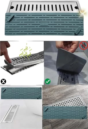 TİNEKE GRİ Renk Uzun Model Kötü Koku Önleyici Silikon Mat Banyo Mutfak Lavabo Balkon Gider Tıpası Kapağı