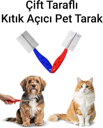 Çift Taraflı Kedi Ve Köpek Tüy Açma Tarağı, Köpek Kıtık Açıcı Bakım Tarağı, Ergonomik Metal Tarama Fırçası, Tüy Dökme Önleyici