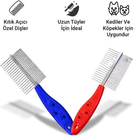 Çift Taraflı Kedi Ve Köpek Tüy Açma Tarağı, Köpek Kıtık Açıcı Bakım Tarağı, Ergonomik Metal Tarama Fırçası, Tüy Dökme Önleyici
