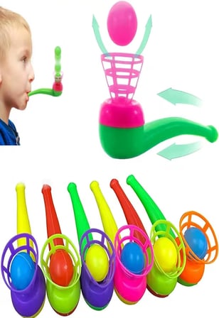 25 Adet Saksafon Pipet Top Üfleme Nefes Kontrolü Oyunu Popit Eğitici Oyuncak Çok Renkli
