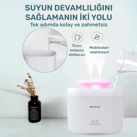 iHome14 RGB Renkli 3300ml Aromaterapi Difüzör Ultrasonik Hava Nemlendirici Buhar Makinesi