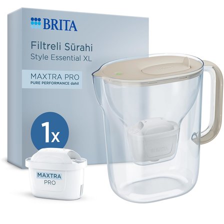 style essential xl 1 x maxtra pro pure performance filtreli su arıtma sürahisi – kum beji (3,6l)
