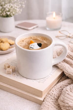 Sürpriz Kedi Figürlü Seramik Kahve Kupası – Gizli Tasarım Mug Bardak