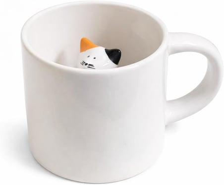 Sürpriz Kedi Figürlü Seramik Kahve Kupası – Gizli Tasarım Mug Bardak