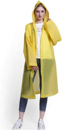Sarı Kadın Erkek Yağmurluk Kapüşonlu Çıtçıtlı Eva Unisex Pratik Kapşonlu Yağmurluk XL Büyük Beden