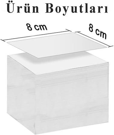 Masaüstü Küp Blok Not Kağıdı 1 Paket 8x8 cm Beyaz Küp Not Kağıdı Kare Kağıt Beyaz Boş Kağıt 400 Yaprak Hatırlatma Ofis