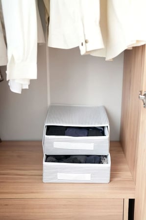 Dolap İçi Kumaş Kaplamalı Mini Çekmece Organizer, Çekmeceli Dolap İçi Düzenleyici, İç Çamaşırı Çorap Tekstil Organizer Kutusu (2 Çekmeceli)
