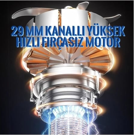 130000 Rpm Kablosuz Elektrikli Hava Üfleyici &amp; Vakum | 3 Kademeli, 8000 Mah, Şarjlı Turbo Toz Üfleyici – Aparatlı