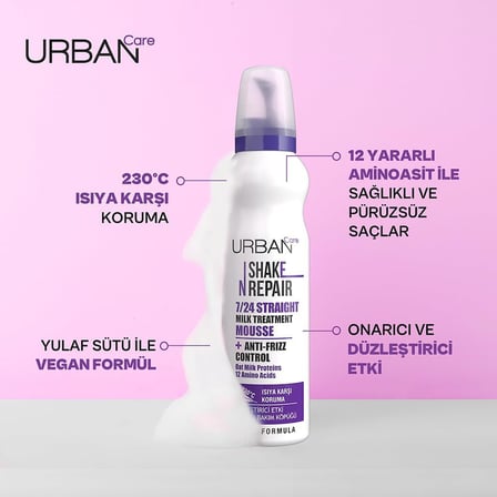Shake N Repair 7/24 Düzleştirici Etkili Saç Bakım Köpüğü, 150 Mililitre, Vegan