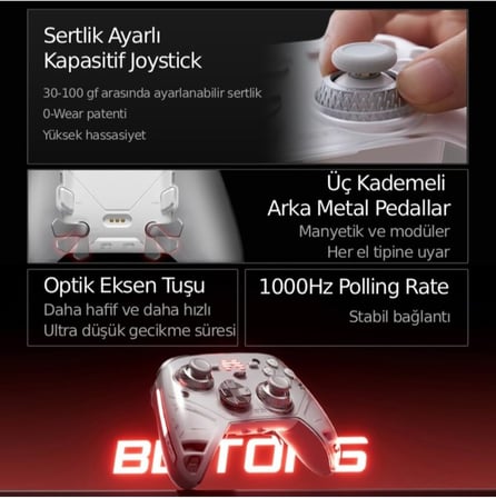 Beitong KP70 Kapasitif Joystick Adaptive Trigger Kablosuz Beyaz Kablosuz Gamepad (PC Uyumlu)